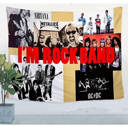 Classic Rock Band Icon Music Flag Banner Cloth Art Retro Poster Tapestry Wall Sticker Hanging Painting Bar Cafe Home Decor