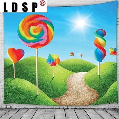 LDSP Candy Lollipops Sweet Mandala Tapestry Hanging Rugs Background Cloth Beach Mat Blanket Art Bedroom Living Home Decor