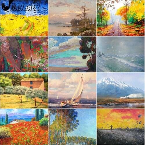 Seascape Diamond Painting Forest Old House 5D Diy Hand-Inlaid Cross-Stitch Embroidery Mosaic Kit Wall Decor Craft Gift Design