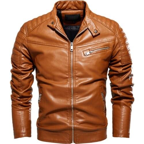 New Autumn Brand Men Casual Motorcycle Leather Jacket Fleece PU Outwear Slim Fit Biker Leather Jacket Men Tops Overcoat