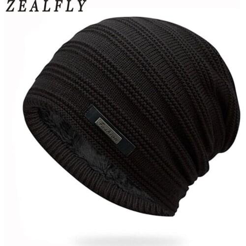 Solid Cap Men Velvet Lining Winter Hat For Women Fashion Warm Knitted Hats Outdoor Sport Hat Female