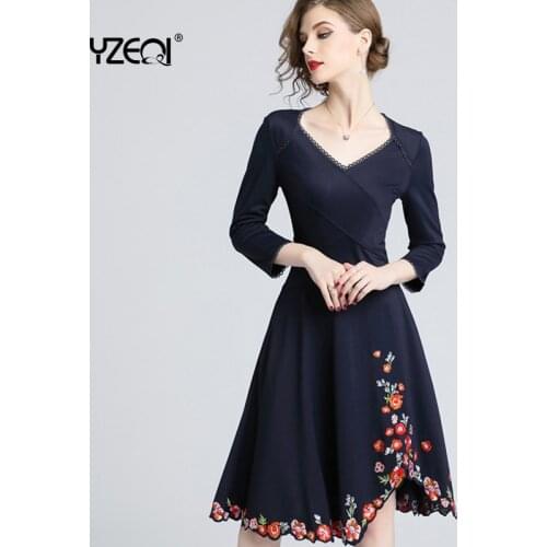 Yezqi Embroidered Dress Women Spring Warm Party Dresses Slim Warm Female Winter Lady Vestidos Mujder Casual Dress Girl Robe