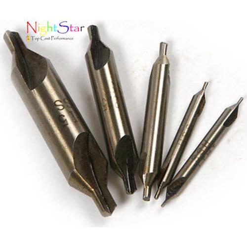 Rolling 5Pcs 60 degree HSS Combined Spotting Center Drills Bit Countersinks Angle Set Tool Cost-effective