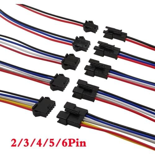5/10 Pair 2/3/4/5/6 Pin JST SM Led Strip Connector Male & Female Plug Socket Connecting 20CM Cable LED RGB Strip Light Connector