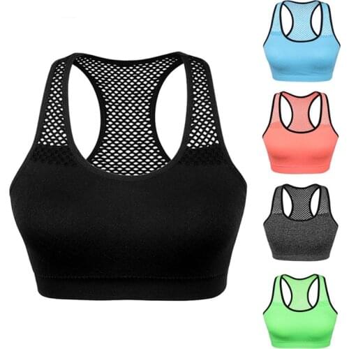 Reathable Yoga Gym Top Quick Dry Women Sports Bra Top Seamless Running Workout Crop Top Hollow Out Yoga Shirt Tank Top