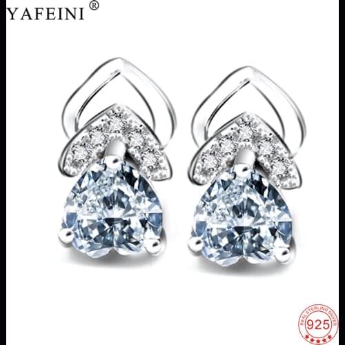 925 Sterling Silver Earring Beauty Lovely CZ Crystal Love Heart Earrings Fashion Jewelry Accessories For Women Bijoux Femme