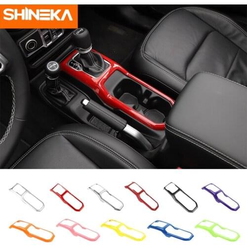 SHINEKA Interior Mouldings For Jeep JL Car Gear Shift Panel Deceration ABS Stickers Accessories For Jeep Wrangler JL 2018-2020