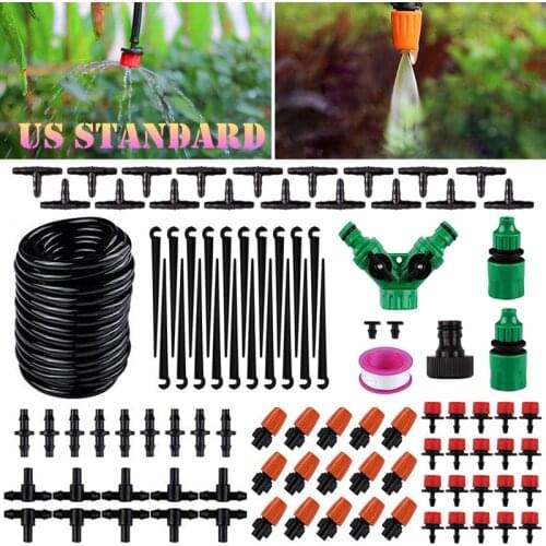 DIY Drip Irrigation System Automatic Micro Drip Watering Kits Including 30m Hose Adjustable Dripper Sprayer for Garden Lawn