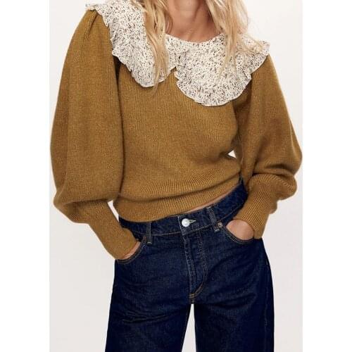 Europe And The United States Wind Autumn Sweet Set Of Broken Flowers Stitching Sweater