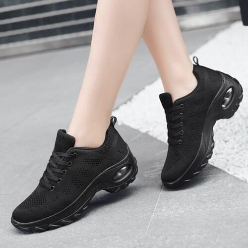 Height Increasing Women Shoes Black Platform Shoes White Sneakers Wedges Comfort Lace-up Fashion Outdoor Sport Walking Shoes New