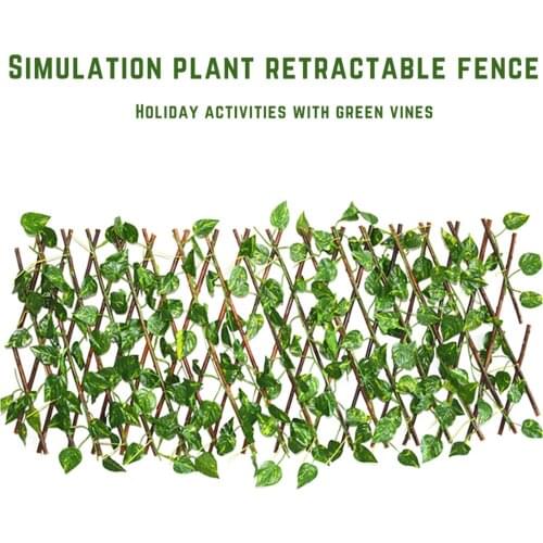 Retractable Artificial Garden Trellis Fence Expandable Faux Ivy Privacy Fence Wood Vines Climbing Frame Gardening Plant Decor