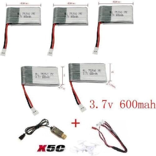 X5c x5 x5sc x5sw 2.4G RC quadcopter 3.7v 600mah Li-polymer battery with USB cable