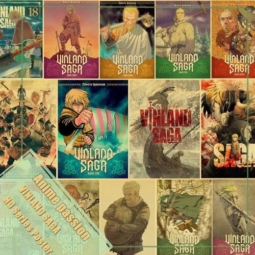 Japanese Anime Vinland Saga Poster Krafe Paper Printed Art Retro Painting Home Room Bar Fans Collection Wall Stickers