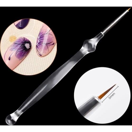 1 PC Crystal Nail Art Brush DIY Design Nail Painting Drawing Carved Pen Gel UV Nail Sculpture Brushes Liner Pens Manicure Tool