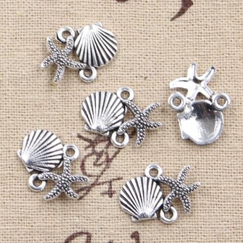 12pcs Charms shell starfish connector link 14*18mm Antique Making pendant fit,Vintage Tibetan Silver,DIY bracelet necklace