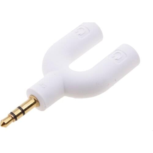 3.5mm Stereo Audio Splitter Jack Earphone Headphone 2 Way U Adapter Keyring