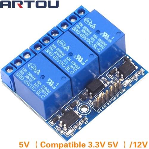 3 Channel 5V 12V Relay Module With Optocoupler Isolation Opto-isolated Compatible 3.3V 5V Signal High-voltage Relay