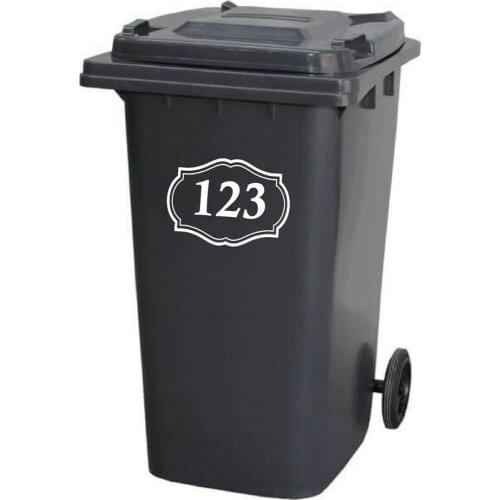 4X White Recycle Wheelie Bin Custom Vinyl Decal Stickers House Number House Name