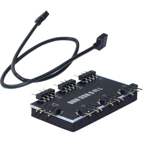 5V 3Pin / 12V 4 PIN Computer Motherboard 1 to 6 RGB Fan Hub Splitter PWM Controller Fan Cooler Symphony 50cm Power Supply Cable