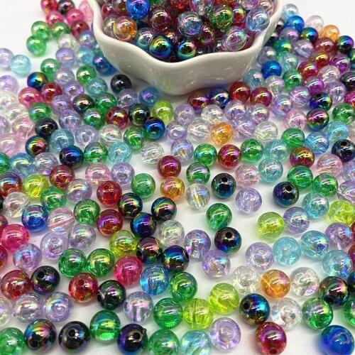 50pcs 8mm AB Colour Acrylic Beads Round Loose Spacer Beads for Jewelry Makeing DIY Charms Bracelet Necklace
