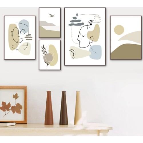 Abstract geometry Nordic Posters And Print graph line Leaves Wall Art Canvas Painting figure Wall Pictures For Living Room Decor