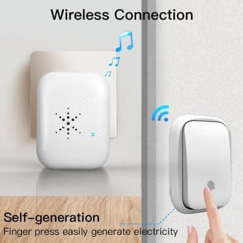 Self Powered Waterproof 150M Wireless Doorbell Smart Home Battery-Free Doorbell With Ringtone