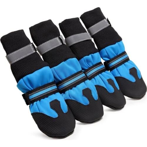 Big Dog Boots Soft Anti-Slip Sole Pet Paw Protectors Waterproof Shoes for Winter Warm LIning Safety Reflective Velcro at Night