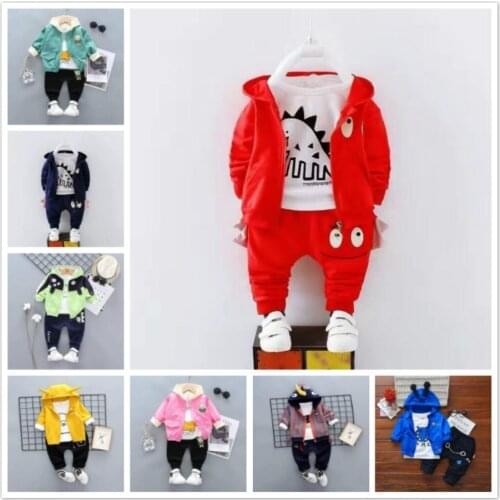 Kids Clothes Girls Set Hoodie Boy Tshirt Cotton Cartoon Jacket Pant Suit Trousers Trench Coat For Children Hooded Sweatshirt Red