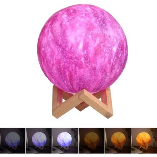 Diameter USB Rechargeable Moon Lamp 3D Printing 3-Color Dimmable Moon Light Touch Sensor Control Luna Night Lamp