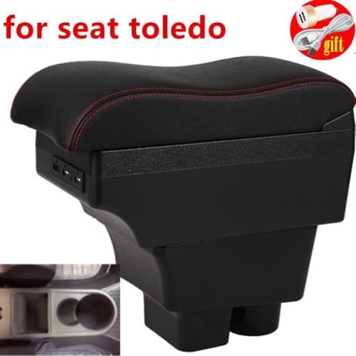 For seat toledo armrest box central Store content Storage box with cup holder ashtray products with USB LED