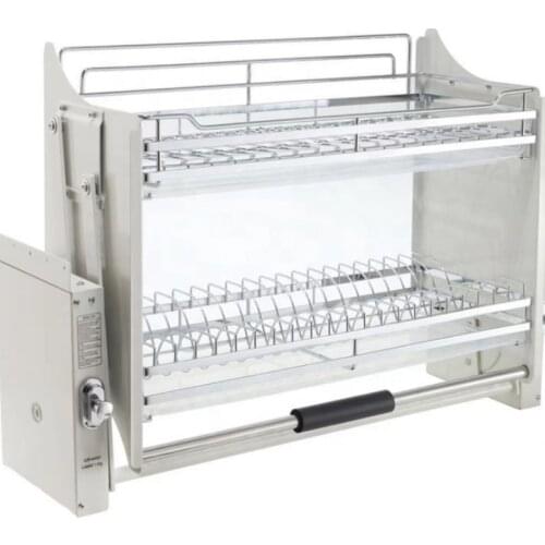 Two layer adjustable bearing basket double buffer hydraulic kitchen basket