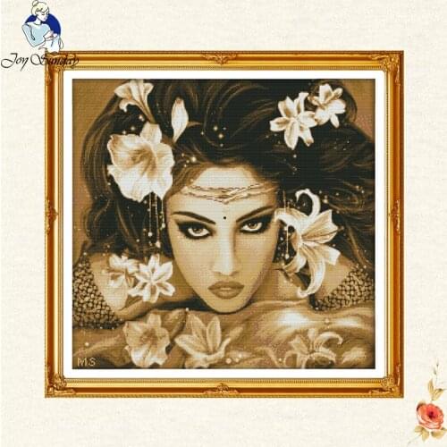 Joy sunday The beauty woman Printed Canvas DMC Counted Chinese Cross Stitch Kits printed Cross-stitch set Embroidery Needlework
