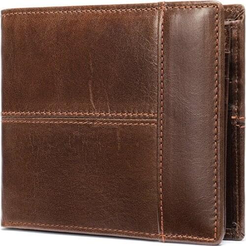 Top Quality Men Wallets Genuine Leather Short Coin Purse Fashion Hasp Wallet For Male Portomonee With Card Holder Photo Holder