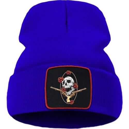Skull Rose Flower Cool Solid Color Winter Cap Street Fashion Warm Beanie Caps Simple Casual Unisex Caps Quality Comfort Hat