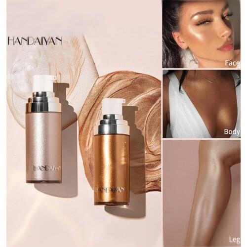 HANDAIYAN Shimmer Body Highlighter Cream Face Illuminator Makeup Liquid Bronzer Brighten Highlighter Metallic Rose Gold Cosmetic