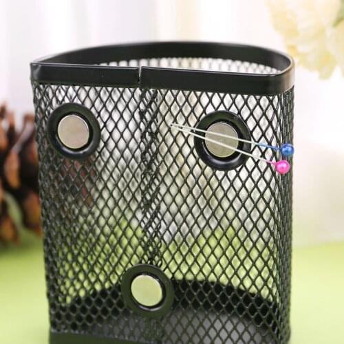 C90C Metal Wire Mesh Magnetic Basket Storage Box Pen Pencil Makeup Organizer School Stationery