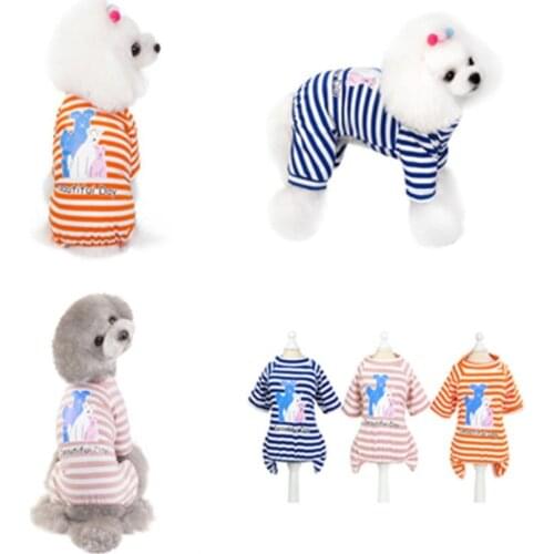 Fashion Pet Dog Jumpsuit Puppy Cat Dog Costume Cotton Dog Clothes Soft Pullover Dog Shirt Strip Three brothers Clothes