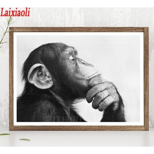 Monkey Black and White Photo diamond mosaic 5d icon diamond embroidery painting diamond rhinestone crafts picture decoration art