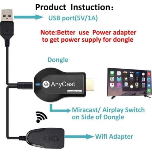 Newest 1080P Anycast M2 Plus Mirroring Multiple TV Stick Adapter Mini Android HDMI-compatible WiFi Dongle Any Cast