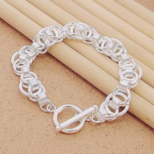 New 2019 Trendy 925 Silver Bracelet Round Circle Chain Bracelet For Women Men Fine Jewelry Wholesale
