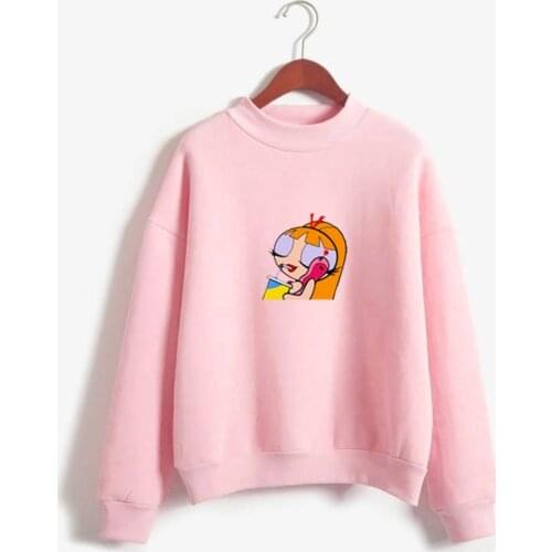 2020 New Kawaii Tops Power puff aesthetic hoodie sweatshirt Girls Police Harajuku Streetwear Funny Cartoon Printed hoodies