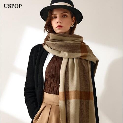 USPOP 2021 New Long Large Thick Warm Scarves Soft Plaid Tassel Wrap Pashmina Women Winter Scarf