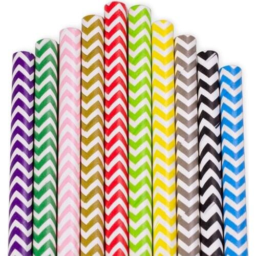 Disposable Barware Bar Accessories Drinking Paper Straw Color Wavy Party Paper Straws Wedding Party Birthday Decoration