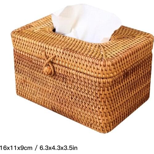 Rattan Tissue Box Home Decoration Handmade Desktop Tissue Rattan Tissue Box For Bathroom,Home,Hotel And Office