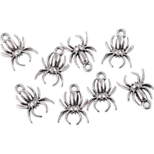 10pcs Tibetan Silver bead charms spider Pendant Fit for Bracelet Tattoo Necklace making 1.2*1.8cm