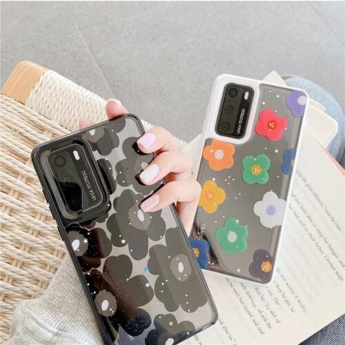 Transparent Flower Case for Huawei P40 Pro Cover Mirror Silicone Protector Cover for Huawei Nova 6 SE Mate 30 P30 P20 Pro Case