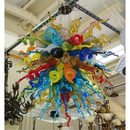 Multi Colored Borosilicate Antique Style Hand Blown Glass Chandelier Light