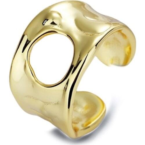 SHANICE 925 sterling silver open ring hollow wrinkled paper irregular beautiful opening ring European fashion personality ins