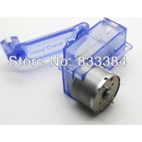 BLUE DC 3V Hand Crank power generator Dynamo Green energy Assembled for fun