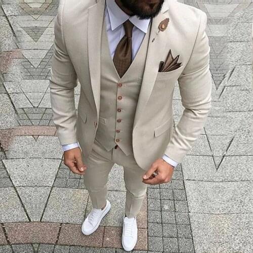 Spring/Autumn Groom Tuxedos Wedding Suits For Men 3 Pieces Slim Fit Tailor-Made Jacket+Vest+Pants Blazer Masculino Dinner Dress